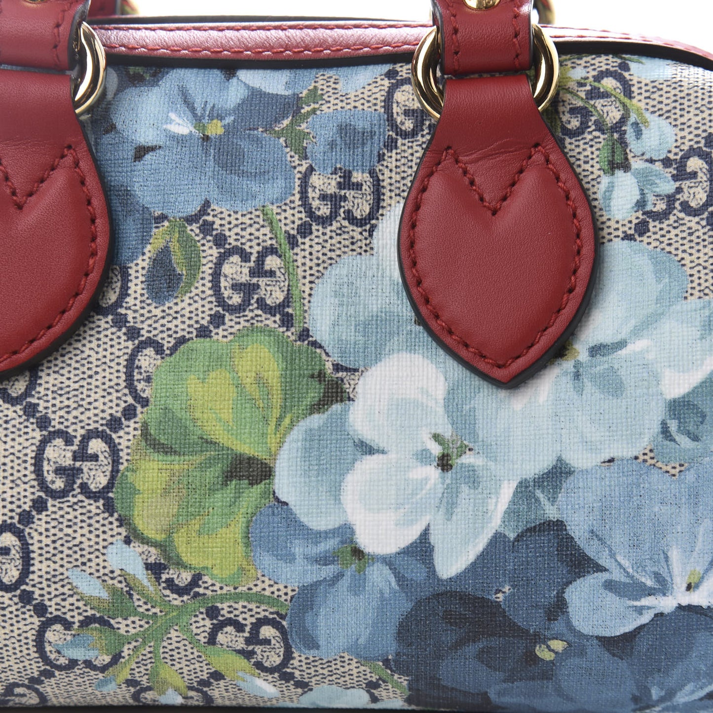 GG Supreme Monogram Blooms Mini Boston Navy Blue Hibiscus