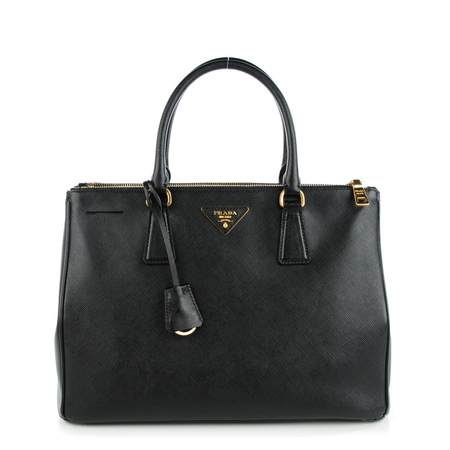 Saffiano Medium Galleria Double Zip Tote Black