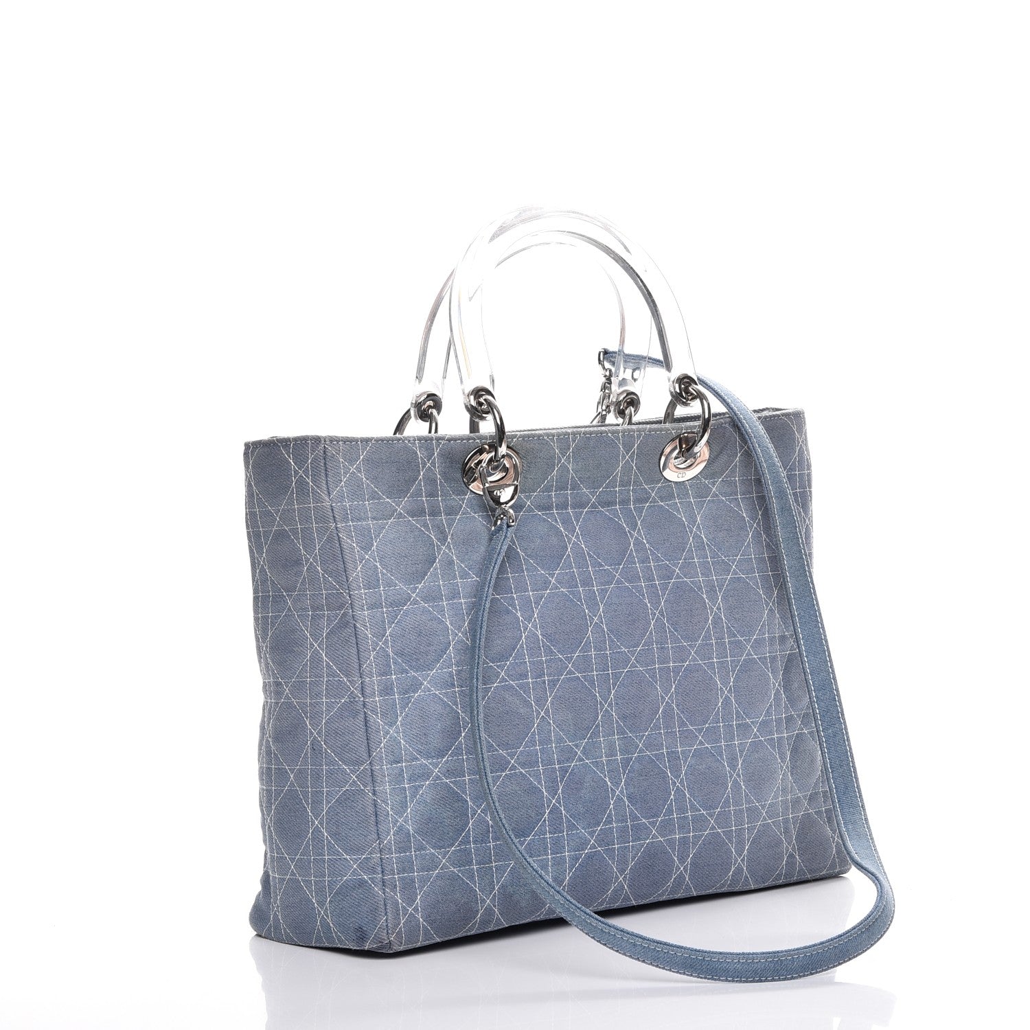 Christian Dior Denim Cannage Large Lady Dior Tote Blue 4 of 13