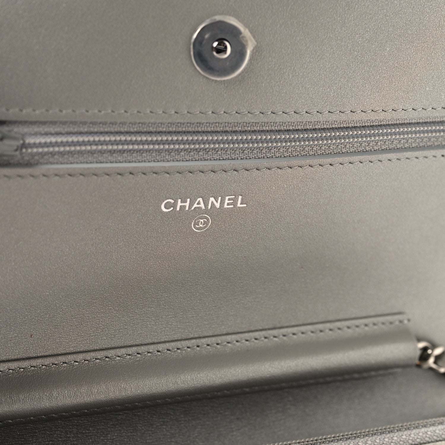 Chanel Metallic Crumpled Calfskin Quilted Flap Charm Wallet On Chain WOC Silver 6 of 12