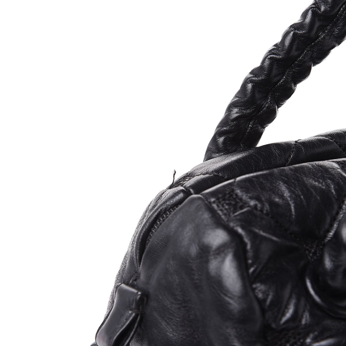 Lambskin Quilted Hidden Chain Bowler Black