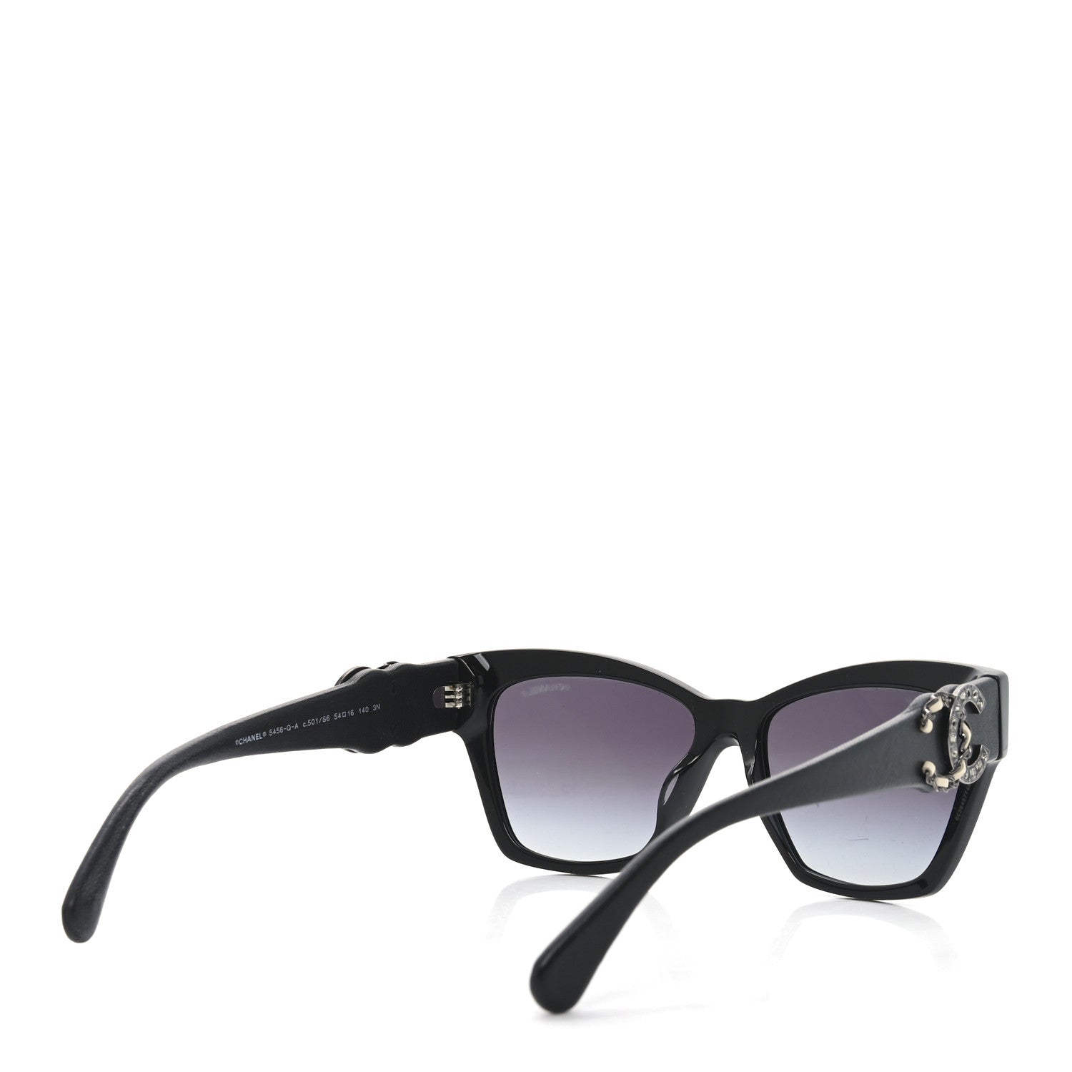 Chanel Acetate Square Cat Eye CC Sunglasses 5456-Q-A Black 4 of 7