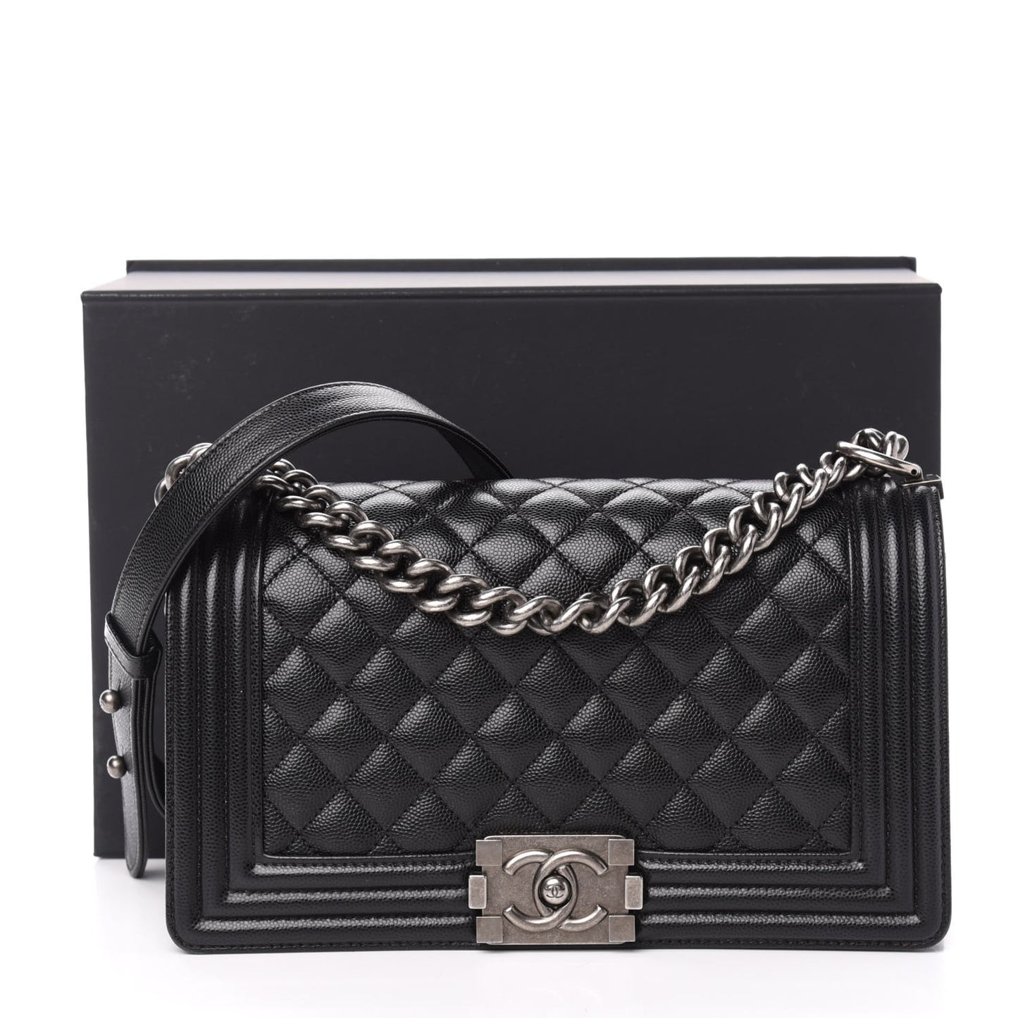 Caviar Quilted Medium Boy Flap Black