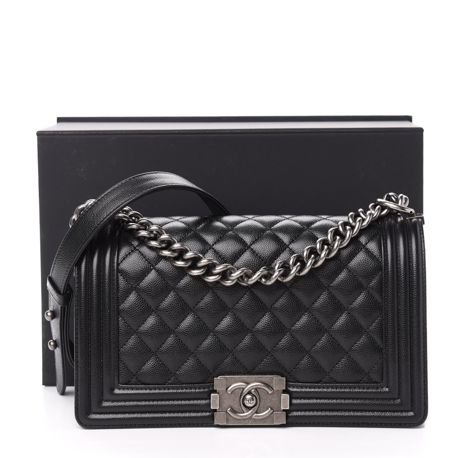 Chanel Caviar Quilted Medium Boy Flap Black 12 of 12