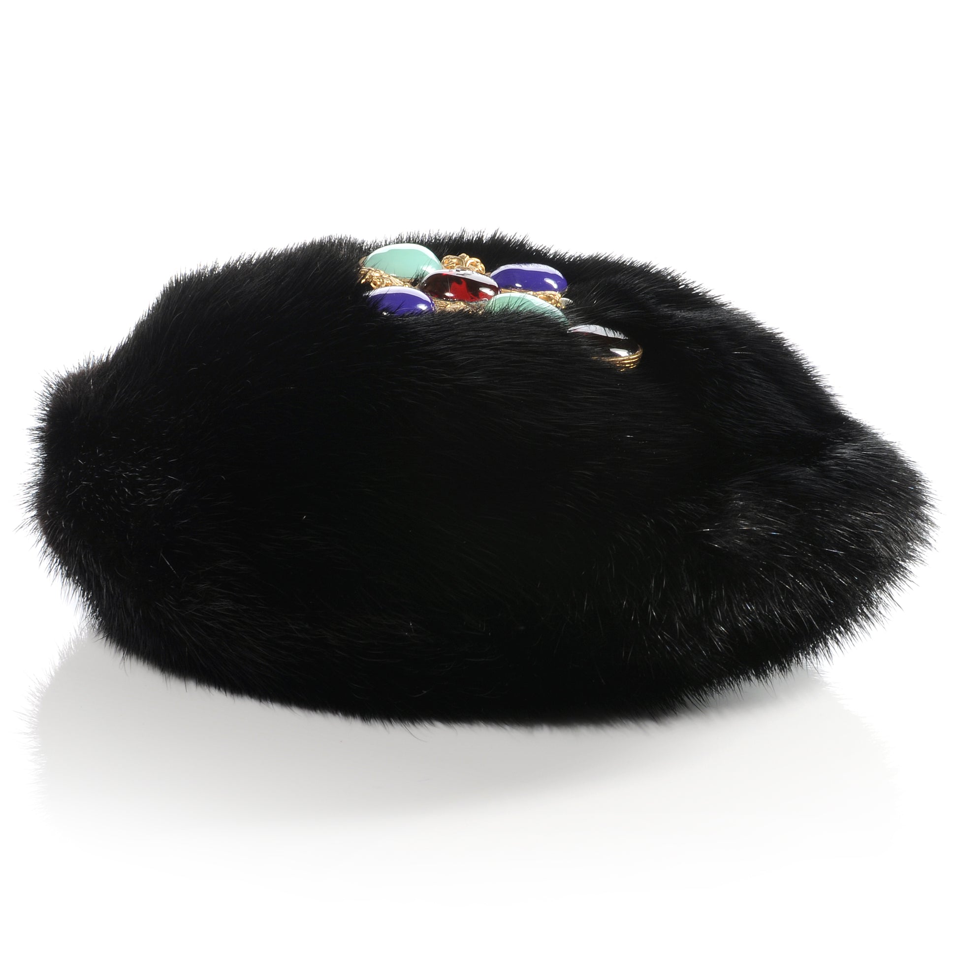 Chanel Jeweled Mink Wristlet Evening Bag Black 4 of 8
