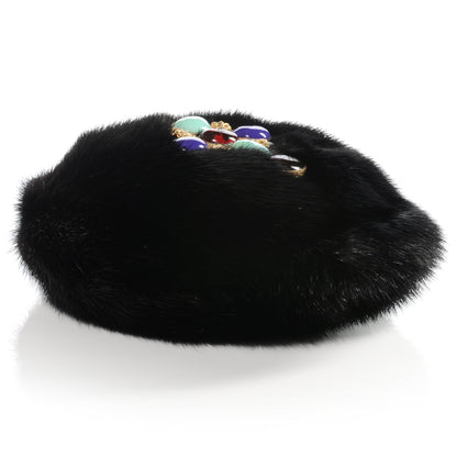 Chanel Jeweled Mink Wristlet Evening Bag Black 4 of 8