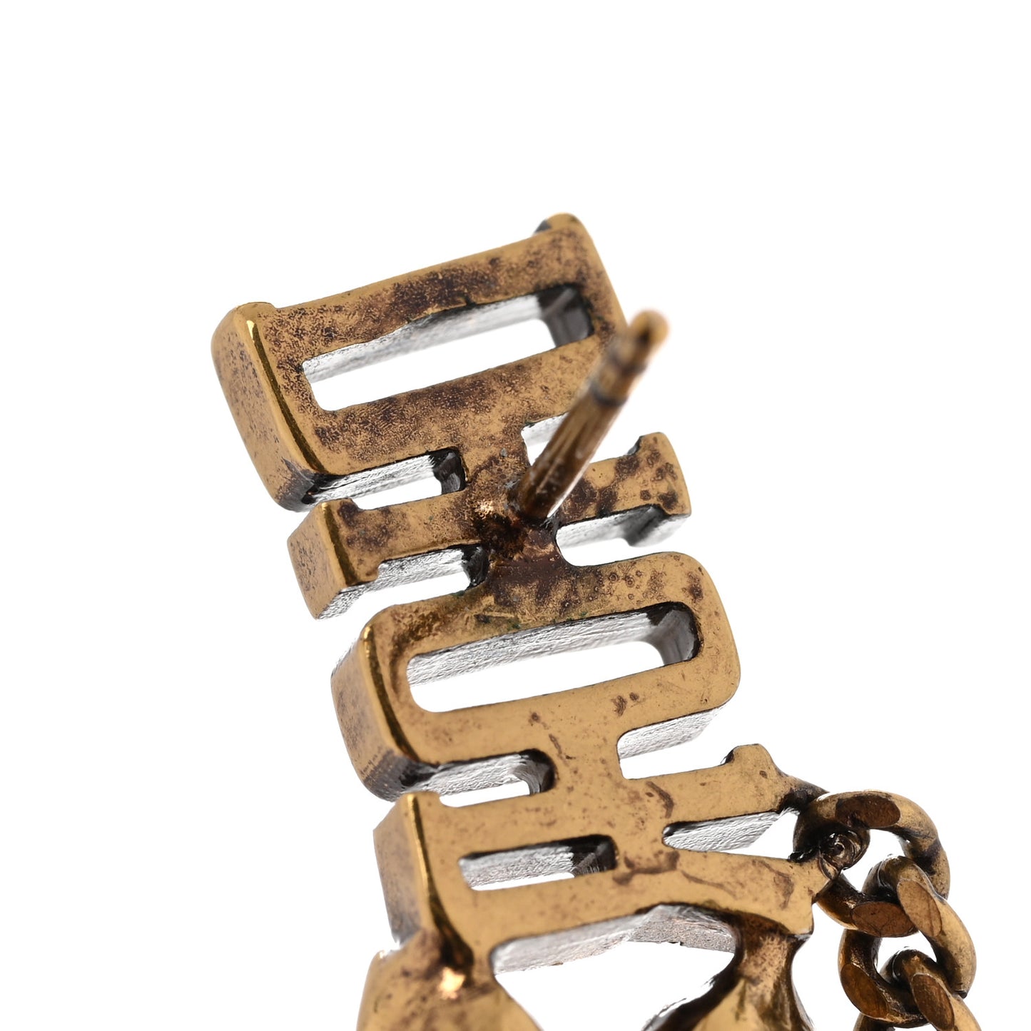 Crystal Metal Logo Dio(r)evolution Earring Aged Gold
