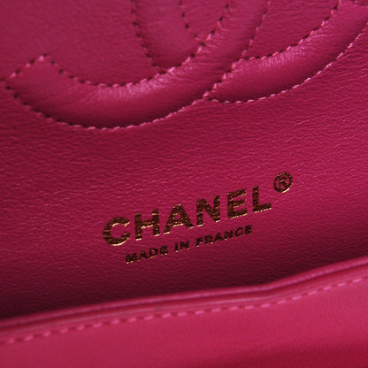Chanel Lambskin Chevron Quilted Medium Double Flap Pink 6 of 9
