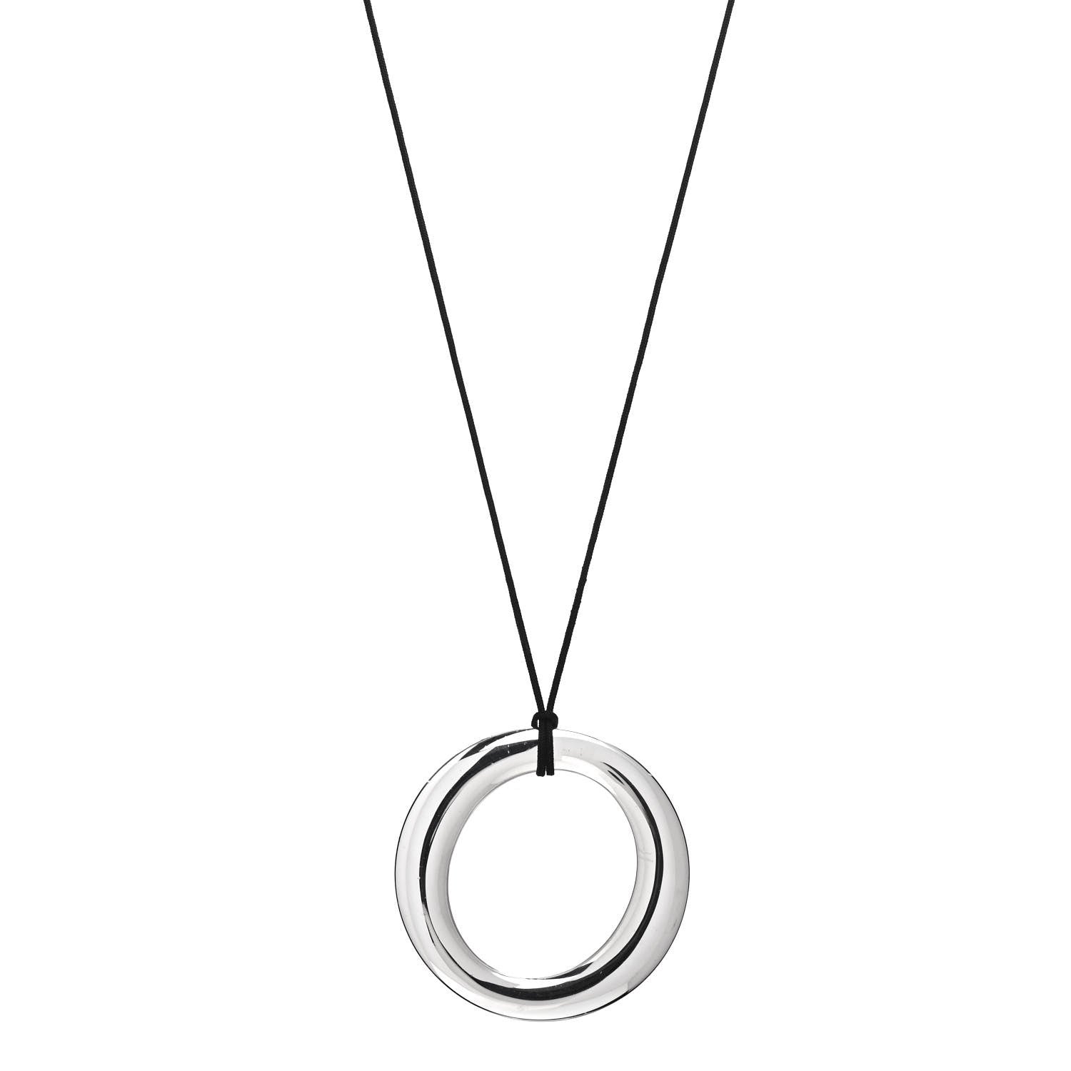 Tiffany Sterling Silver Elsa Peretti Sevillana Circle Cord Necklace 1 of 4