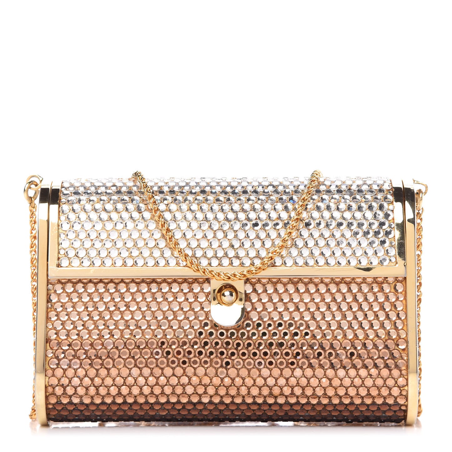 Swarovski Crystal Striped Minaudiere Clutch Silver Gold