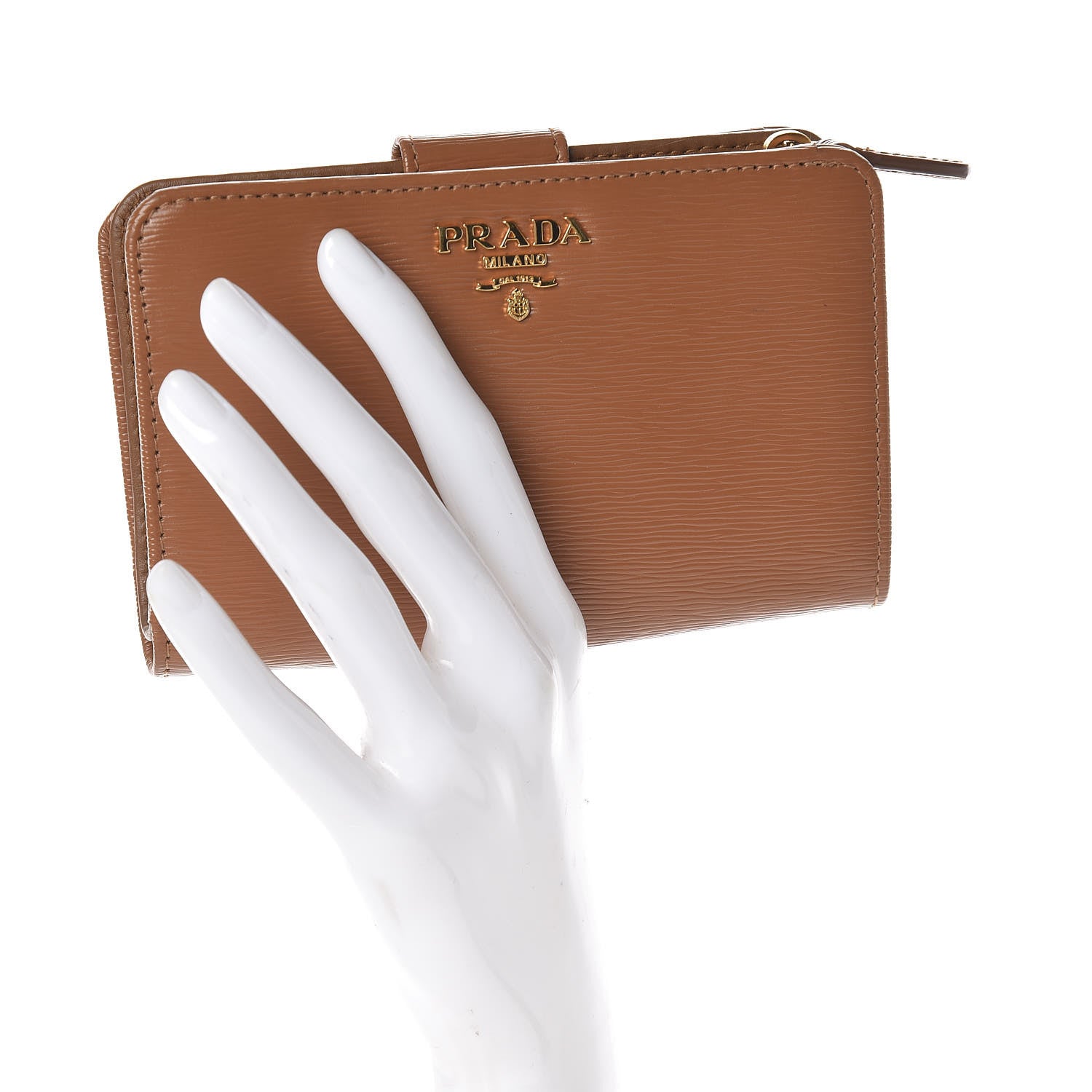 Prada Vitello Move Compact Wallet Caramel 2 of 8
