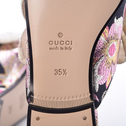 Gucci Iridescent Brocade Pearl Bow Womens Princetown Slippers 35.5 Black Pink 8 of 9