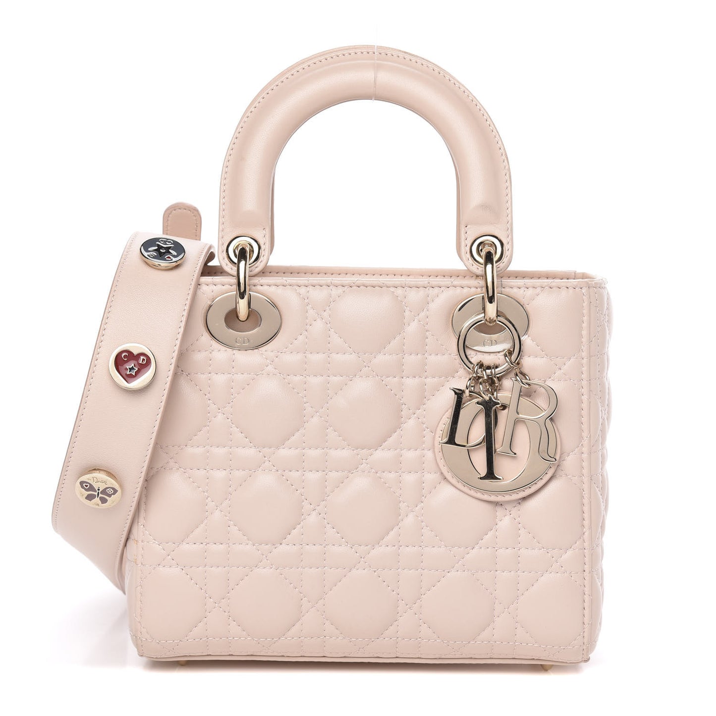 Lambskin Cannage Small Lucky Badges My Lady Dior Pink