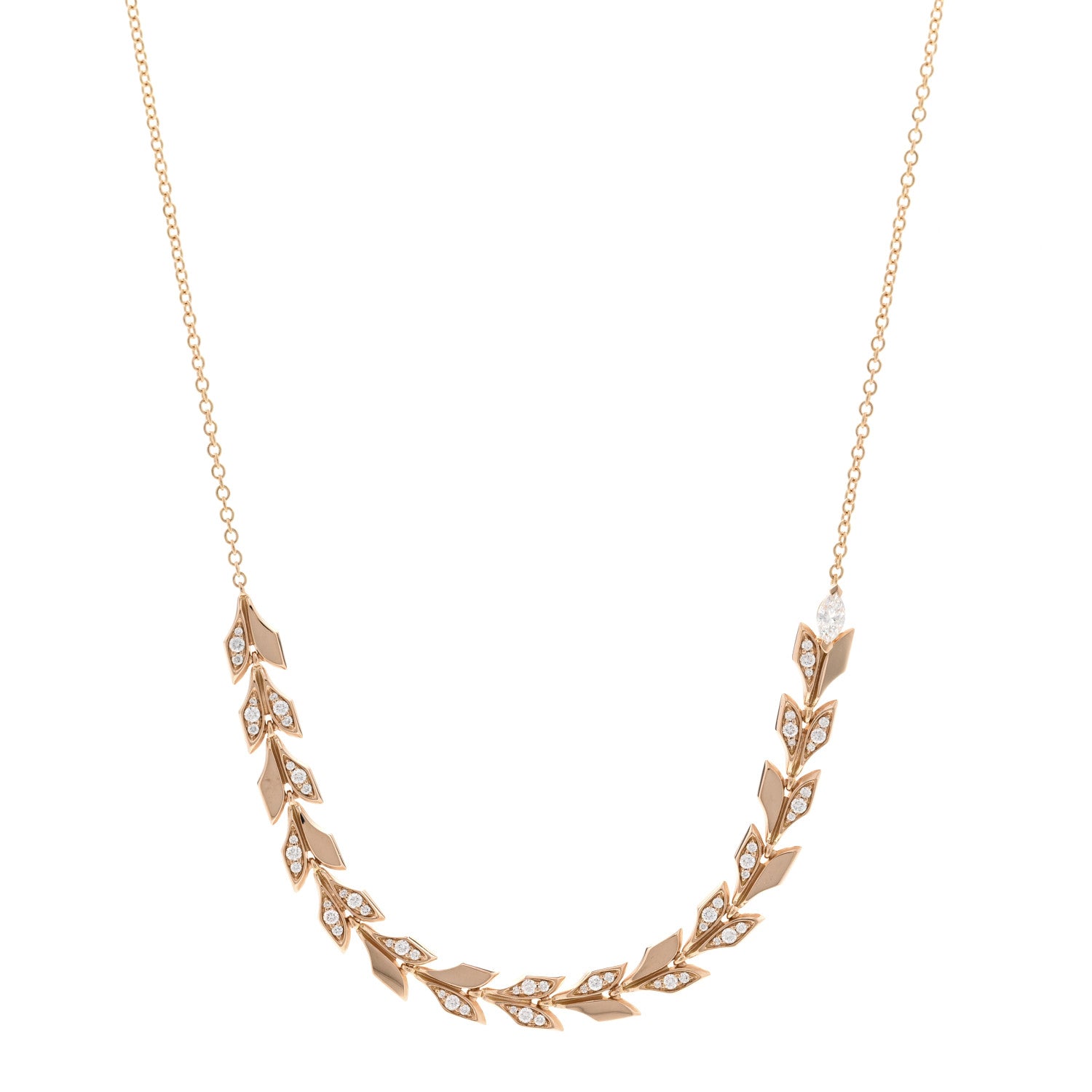 Tiffany 18K Rose Gold Diamond Victoria Vine East West Necklace 1 of 5