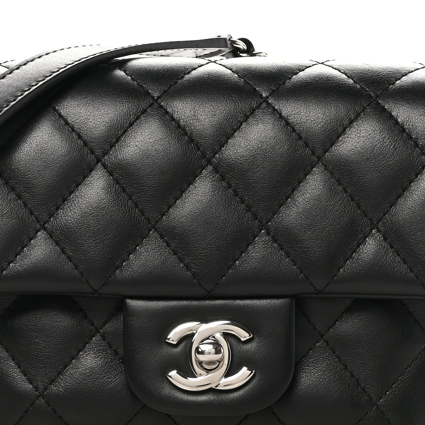 Calfskin Quilted CC Uniform Flap Belt Bag Black