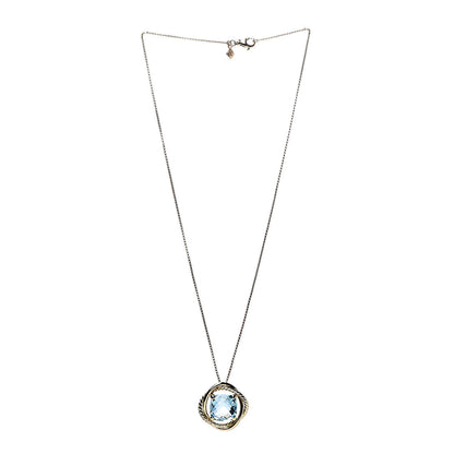 David Yurman 18K Yellow Gold Blue Topaz 14mm Infinity Pendant Necklace 3 of 6