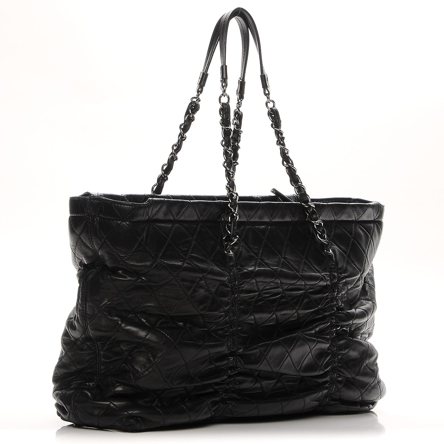 Lambskin East West Sharpei Shopping Tote Black