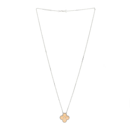 Van Cleef & Arpels 18K White Rose Gold Diamond Guilloche Vintage Alhambra Pendant Necklace 3 of 5