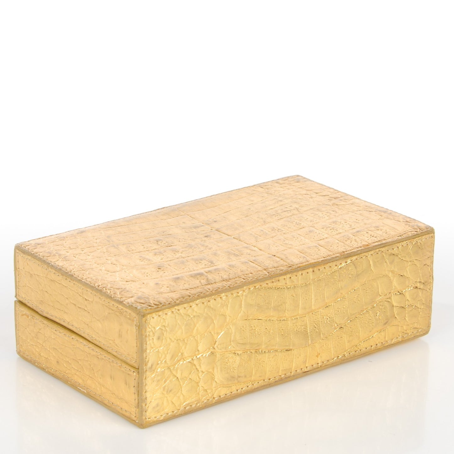 Crocodile Box Clutch Gold