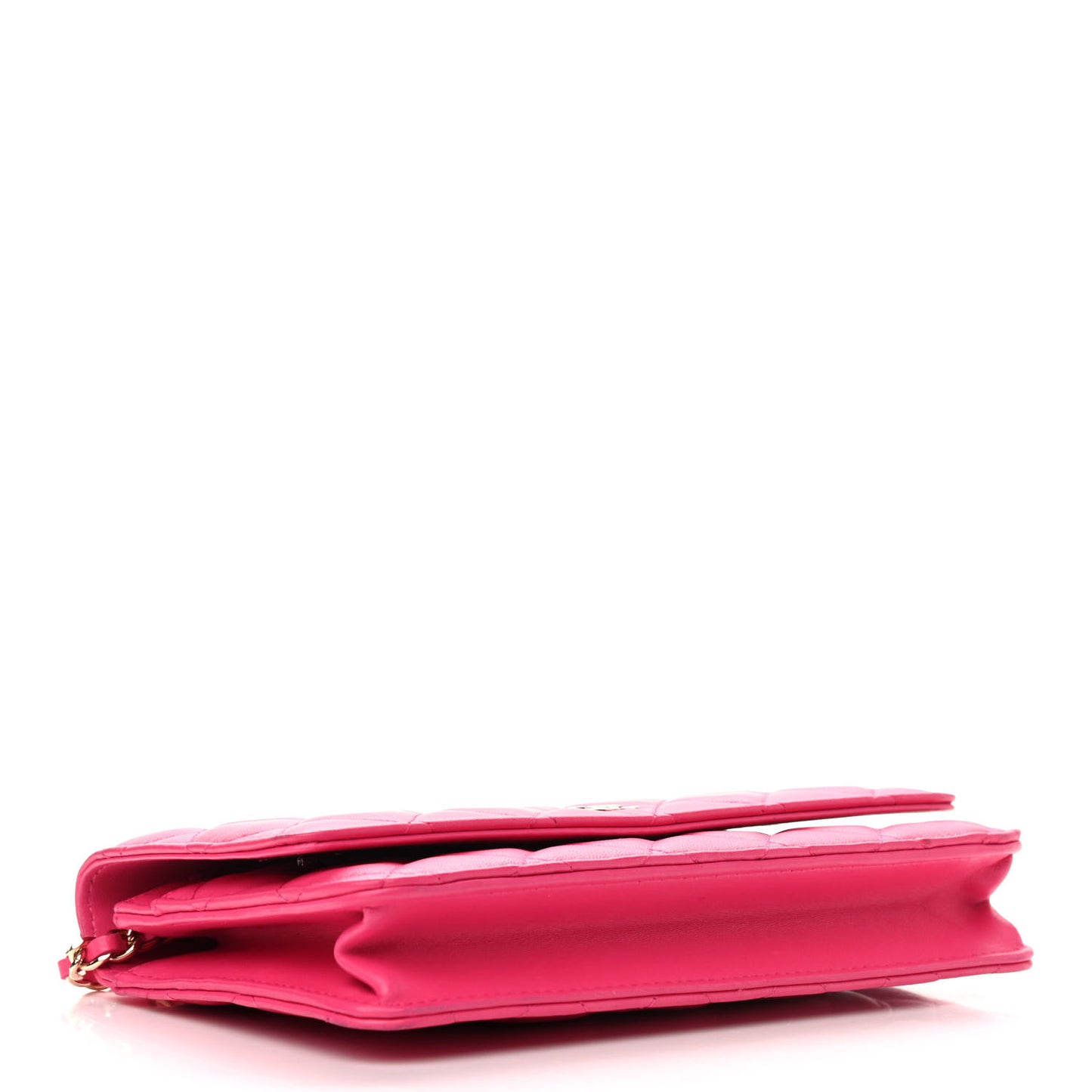 Lambskin Quilted Wallet On Chain WOC Pink