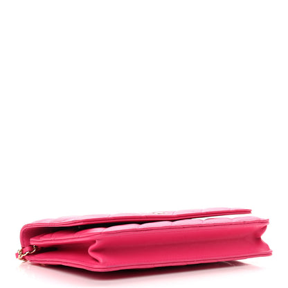 Chanel Lambskin Quilted Wallet On Chain WOC Pink 4 of 13