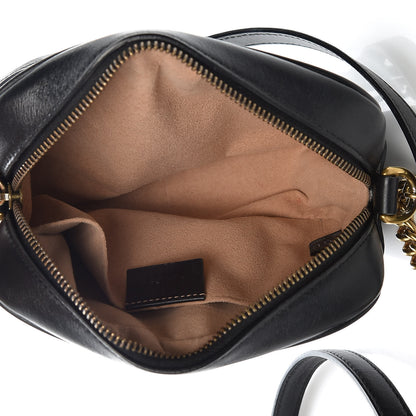 Gucci Calfskin Matelasse Mini GG Marmont Chain Shoulder Bag Black 5 of 9