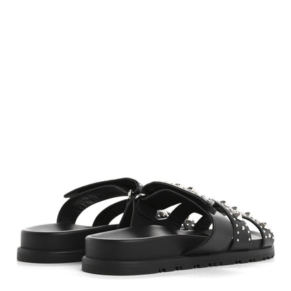 Hermes Calfskin Medor Studded Womens Chypre Sandals 37.5 Black 5 of 9