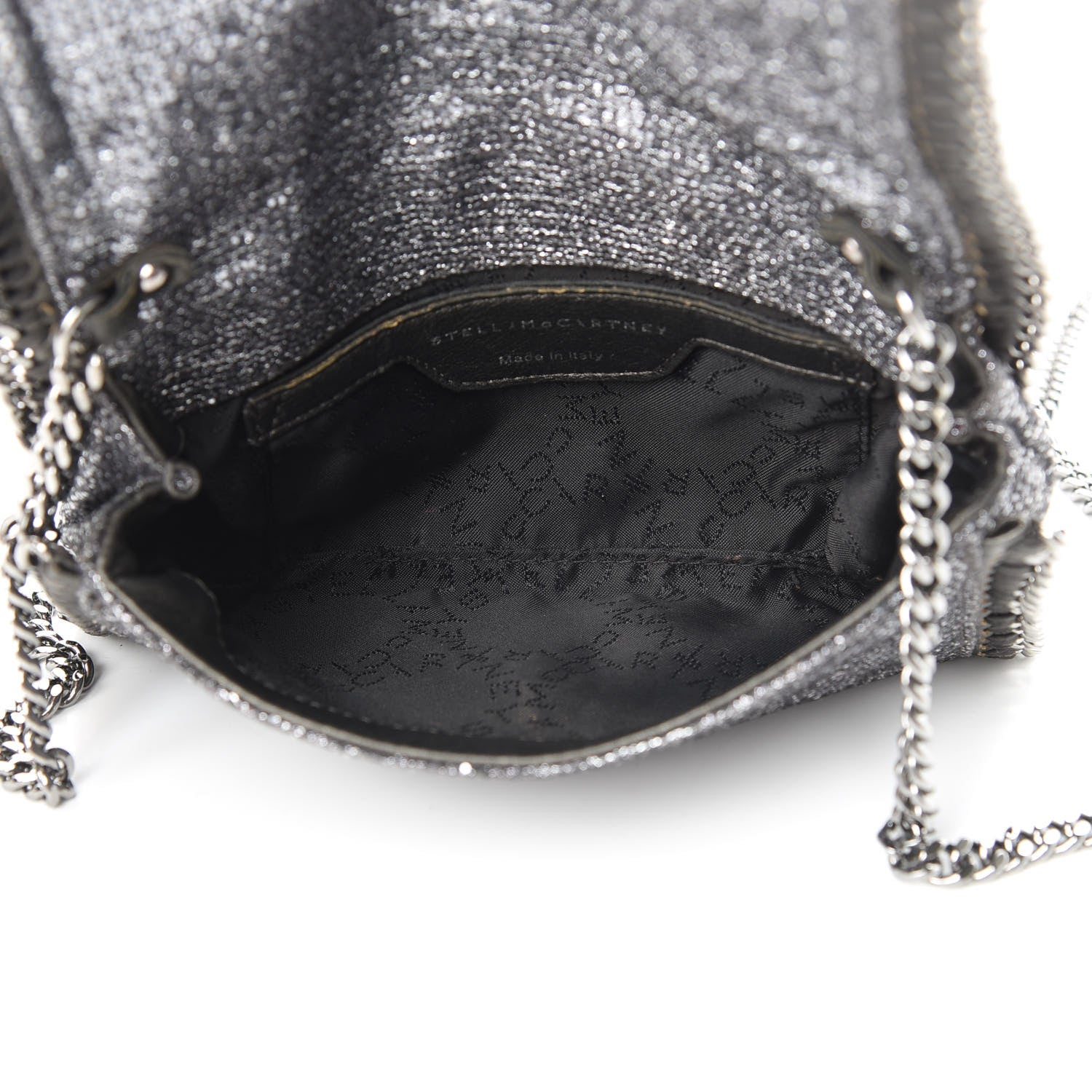 Stella McCartney Metallic Woven Raffia Falabella Crossbody Bag Silver 5 of 12