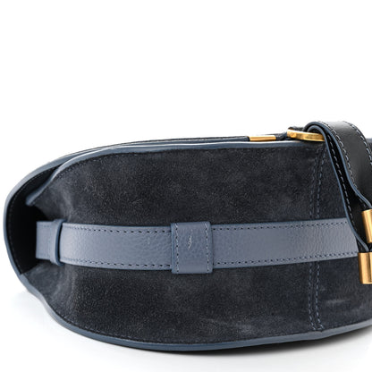 Chloe Suede Small Marcie Saddle Bag Graphite Navy 9 of 11
