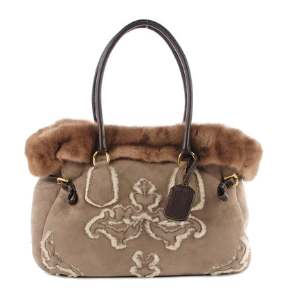 Prada Mink Suede Large Merinos Scamosciato Tote Fango 1 of 10