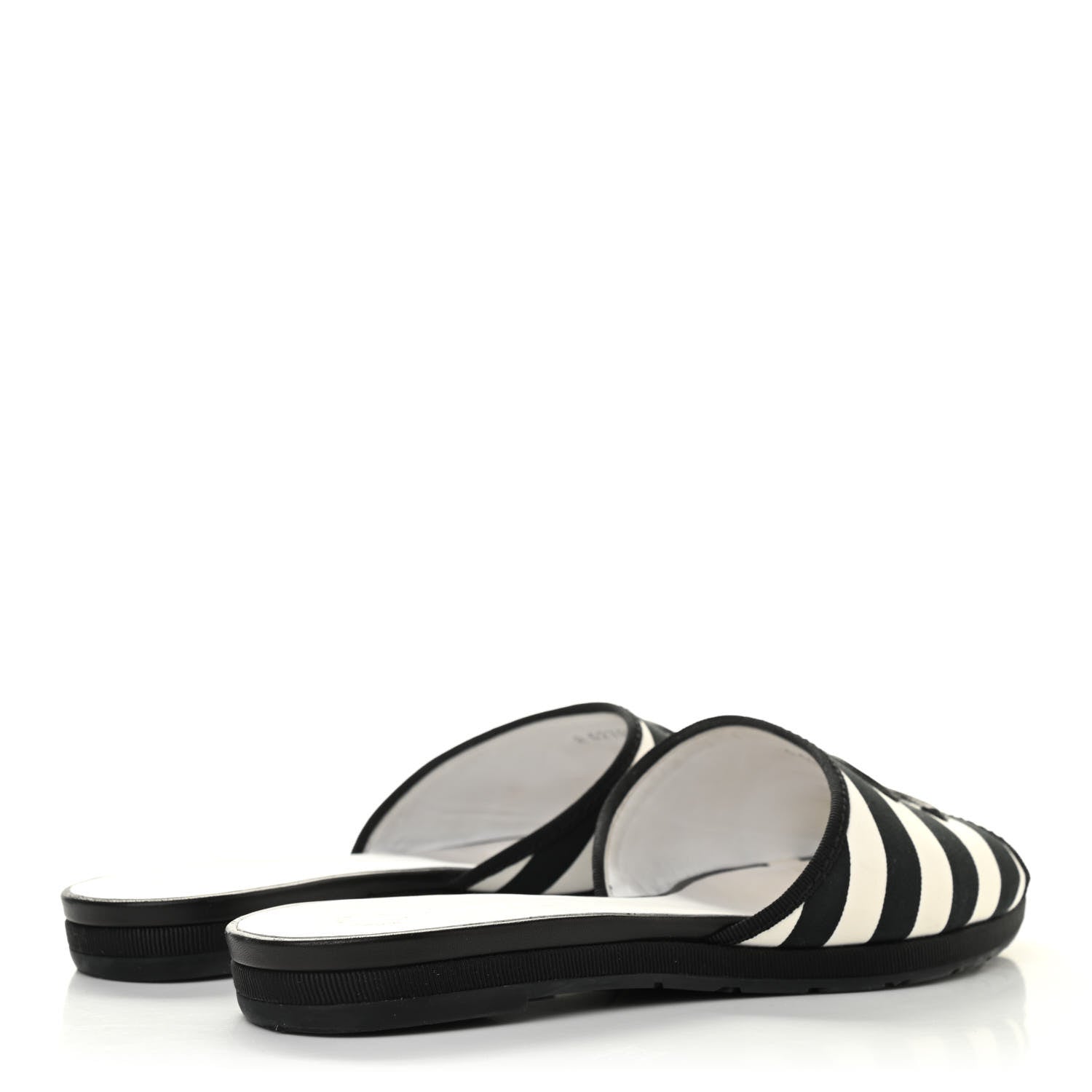 Chanel Striped CC Mules 38 Black White 4 of 10