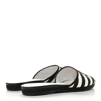 Chanel Striped CC Mules 38 Black White 4 of 10