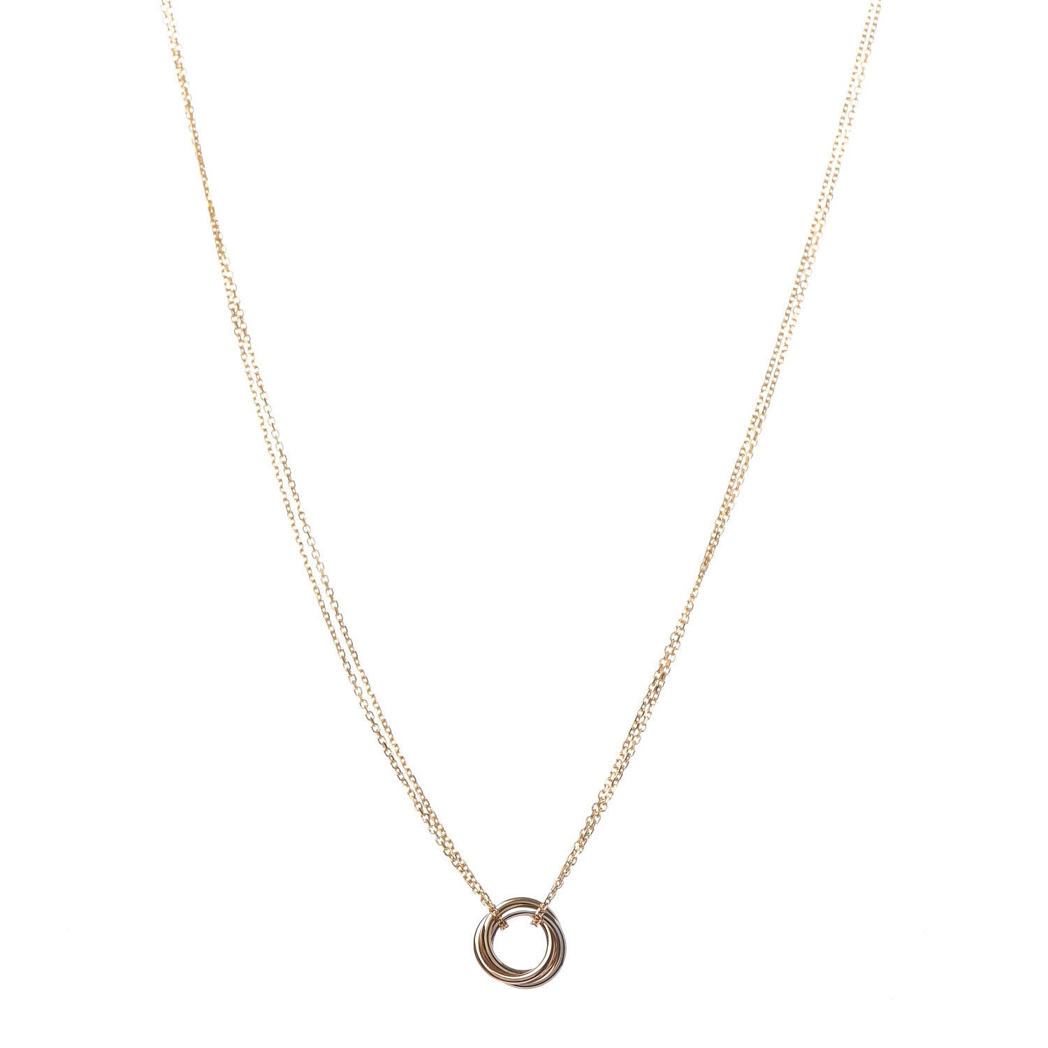 Cartier 18K Pink Yellow White Gold Trinity Double Chain Pendant Necklace 1 of 7