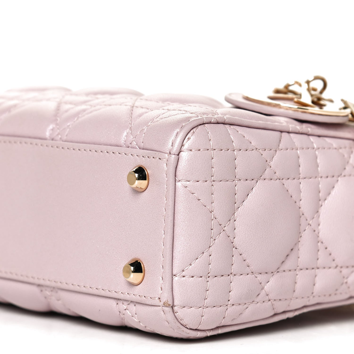 Christian Dior Metallic Lambskin Cannage Mini Lady Dior Lotus 10 of 10