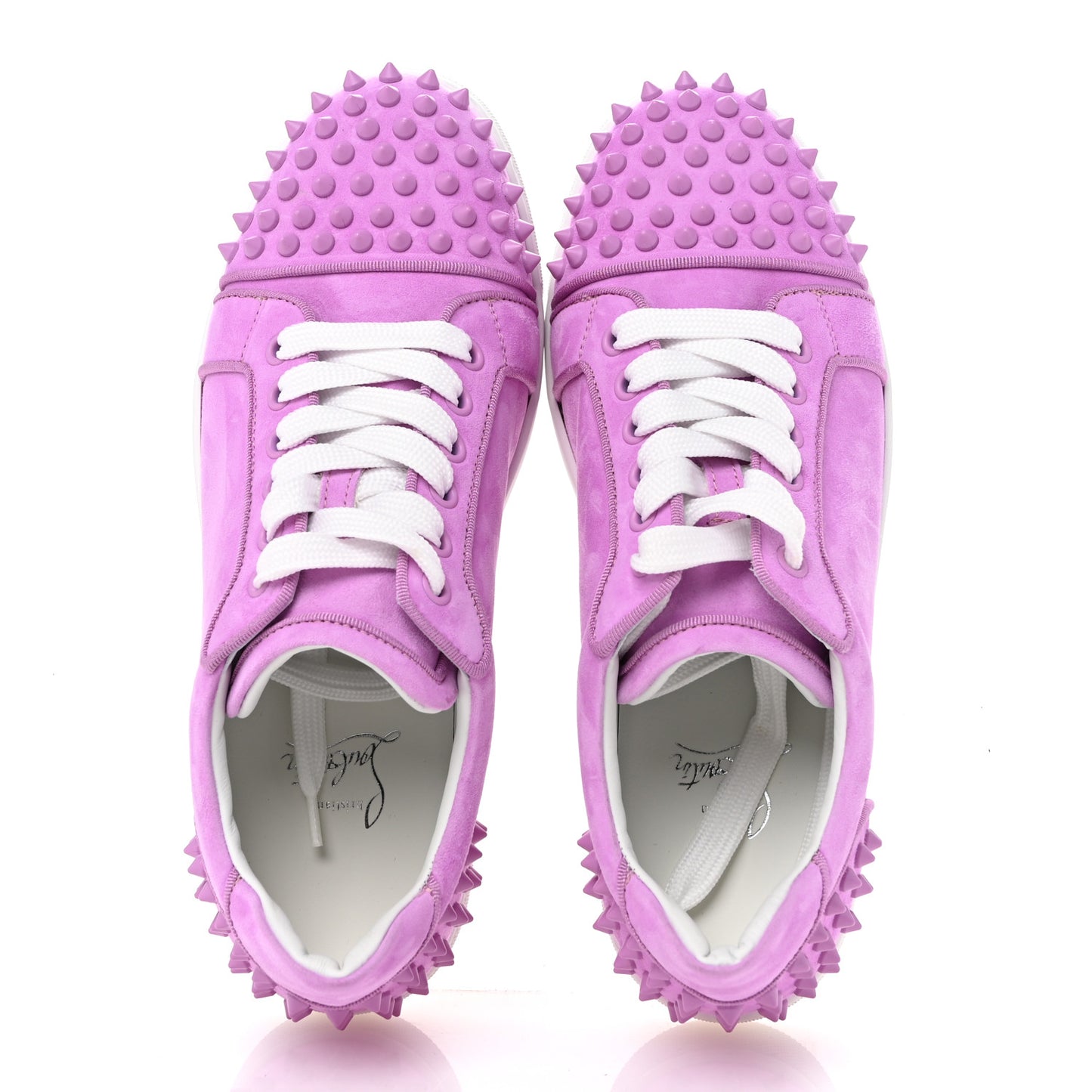 Suede Calfskin Vieira Spikes Womens Orlato Flat Sneakers 38 Lilac