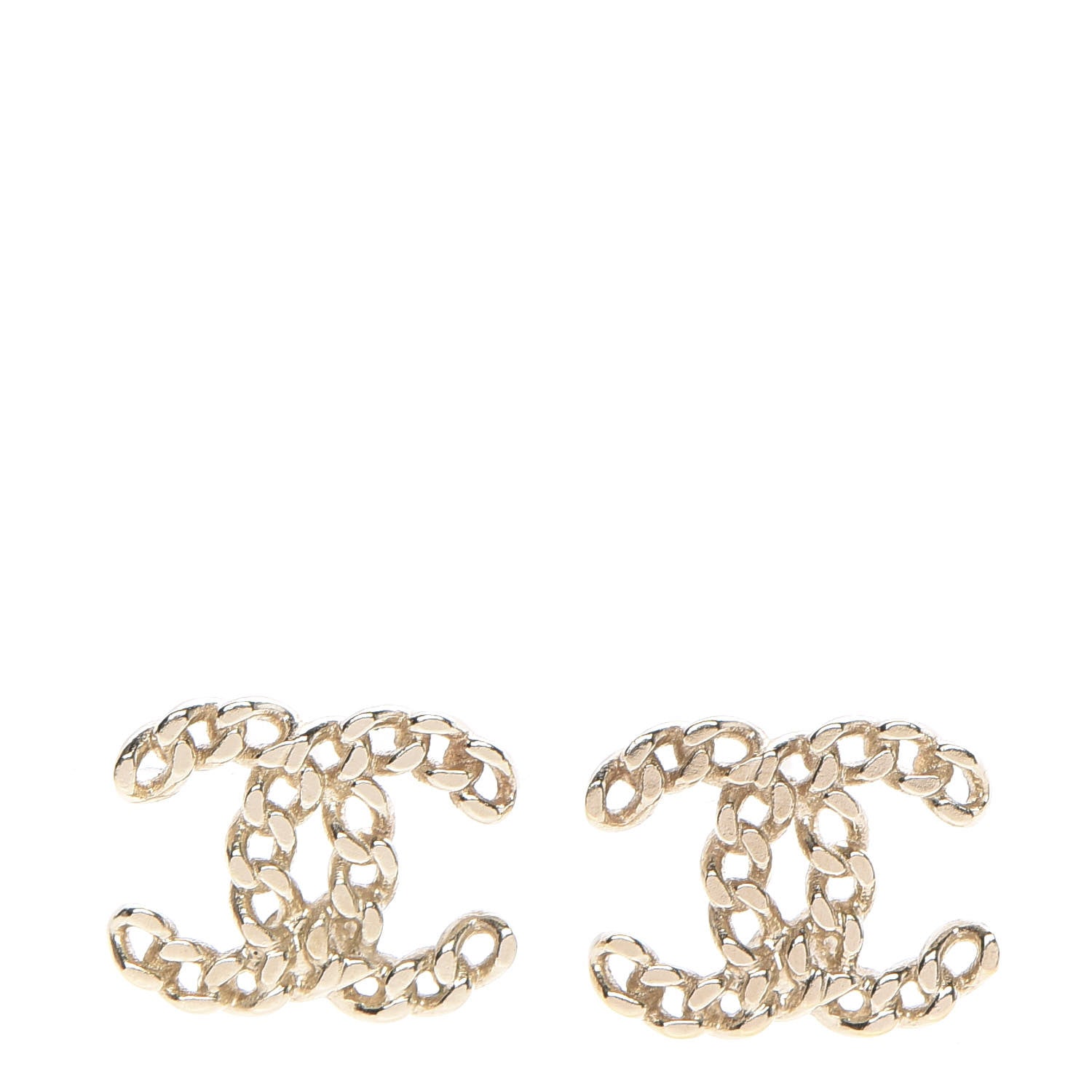 Chanel Metal Chain Link CC Earrings Gold 1 of 4
