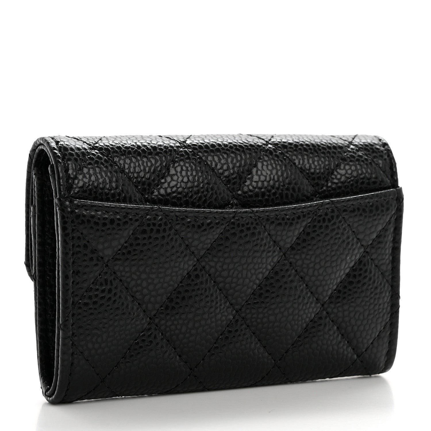Chanel Caviar Quilted Flap Card Holder Wallet Black 3 of 9