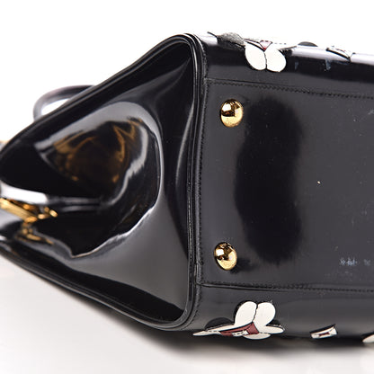Prada Spazzolato Floral Shopper Black White 10 of 21