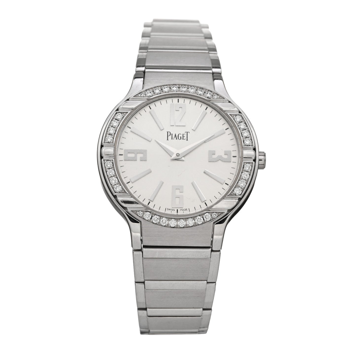 18K White Gold Diamond Bezel 32mm Polo Quartz Watch