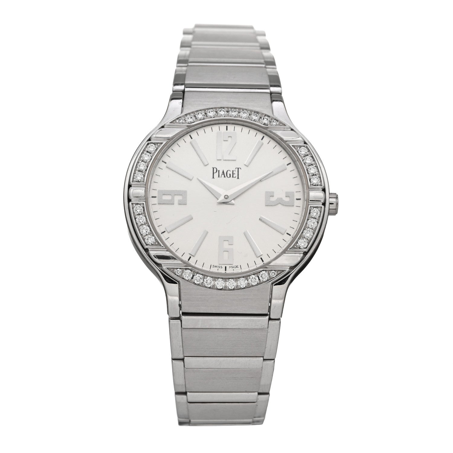 Piaget 18K White Gold Diamond Bezel 32mm Polo Quartz Watch 1 of 4