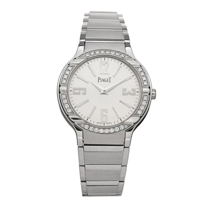 Piaget 18K White Gold Diamond Bezel 32mm Polo Quartz Watch 1 of 4