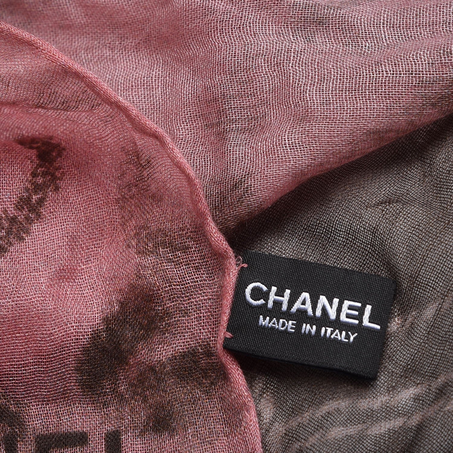 Chanel Silk Cashmere CC Logo Scarf Pink Brown 6 of 7