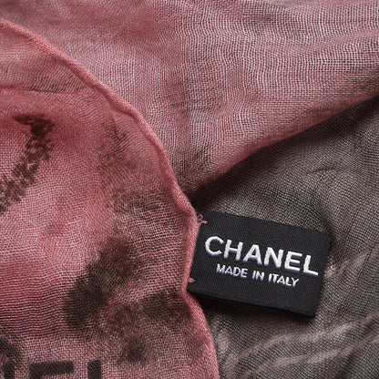 Chanel Silk Cashmere CC Logo Scarf Pink Brown 6 of 7