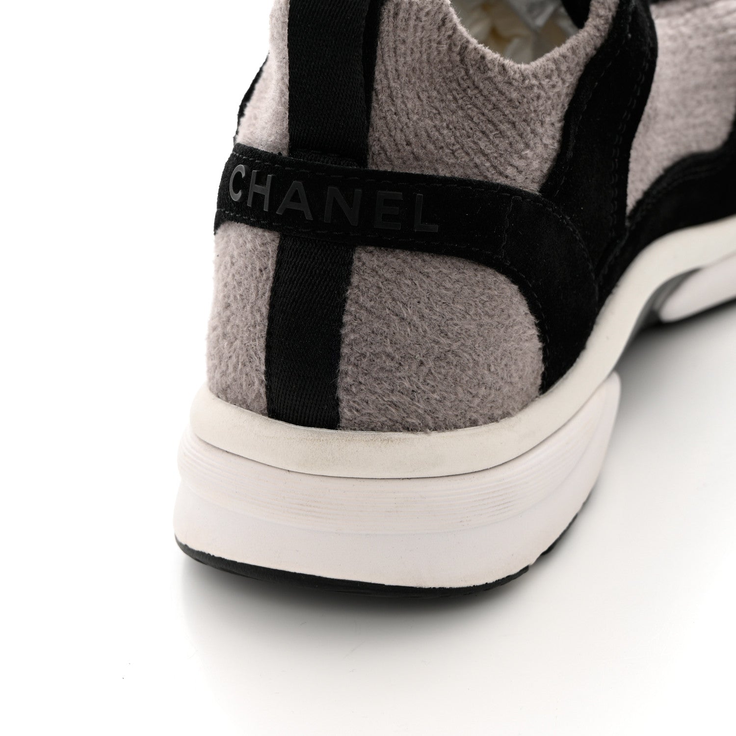 Chanel Fabric Suede Calfskin CC Sneakers 40 Grey Black 9 of 12