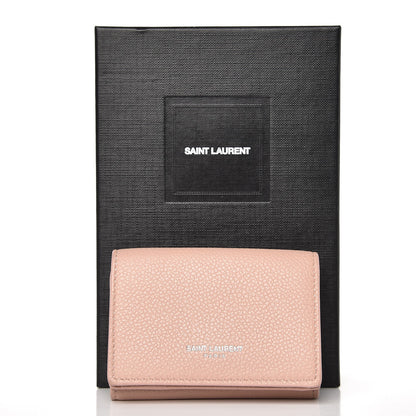 Saint Laurent Grained Calfskin Paris Petite Compact Wallet Pale Pink 7 of 8