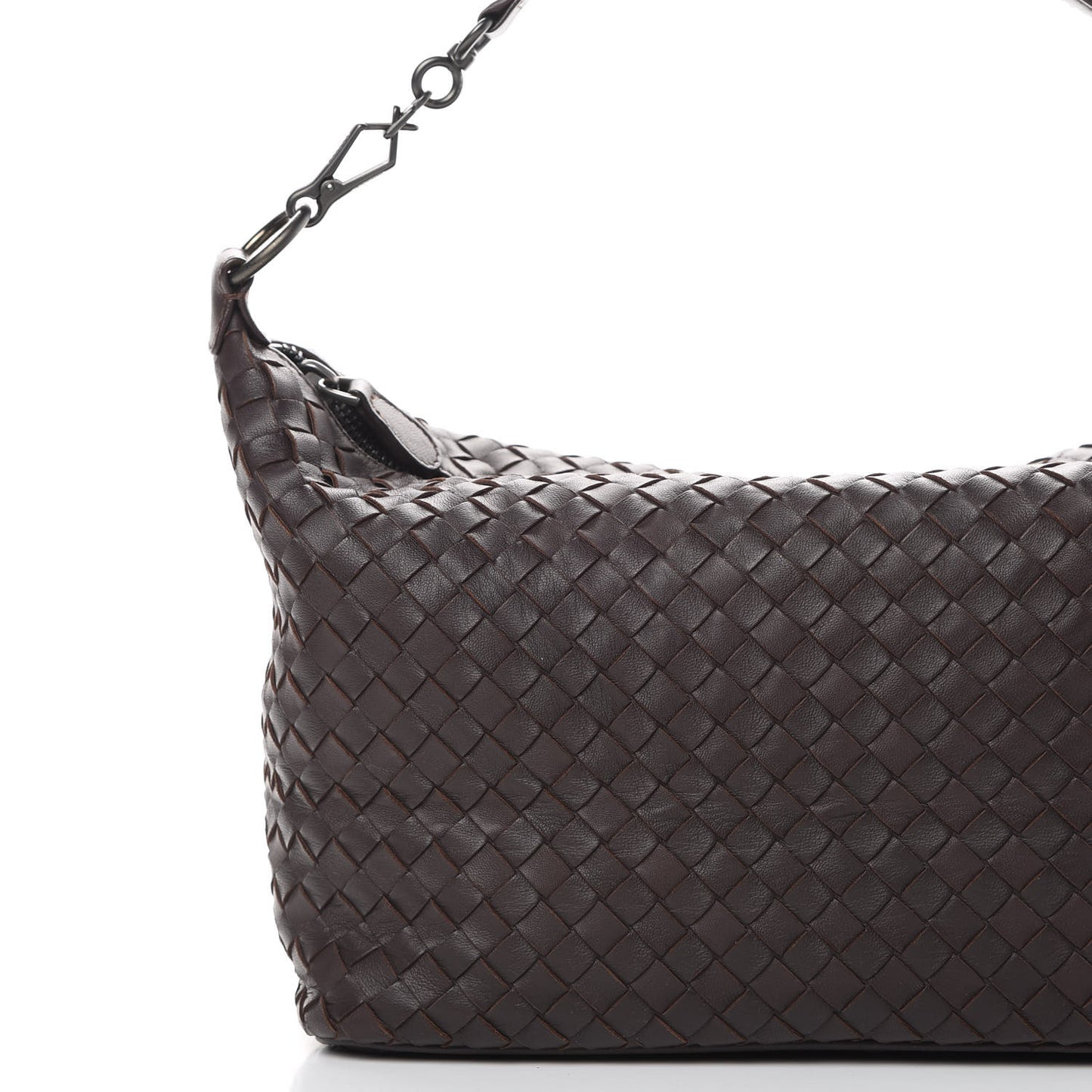 Nappa Intrecciato Small Shoulder Bag Ebano