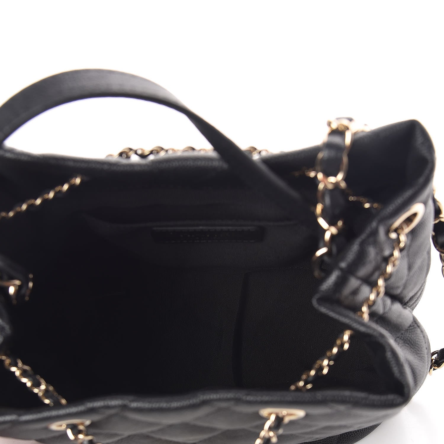 Chanel Caviar Quilted Rolled Up Bucket Drawstring Bag Black 7 of 9