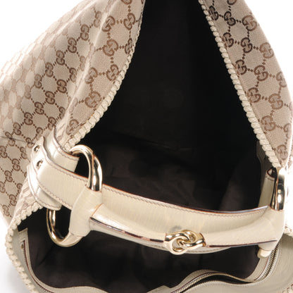 Gucci Monogram Large Horsebit Chain Hobo Off White 5 of 7