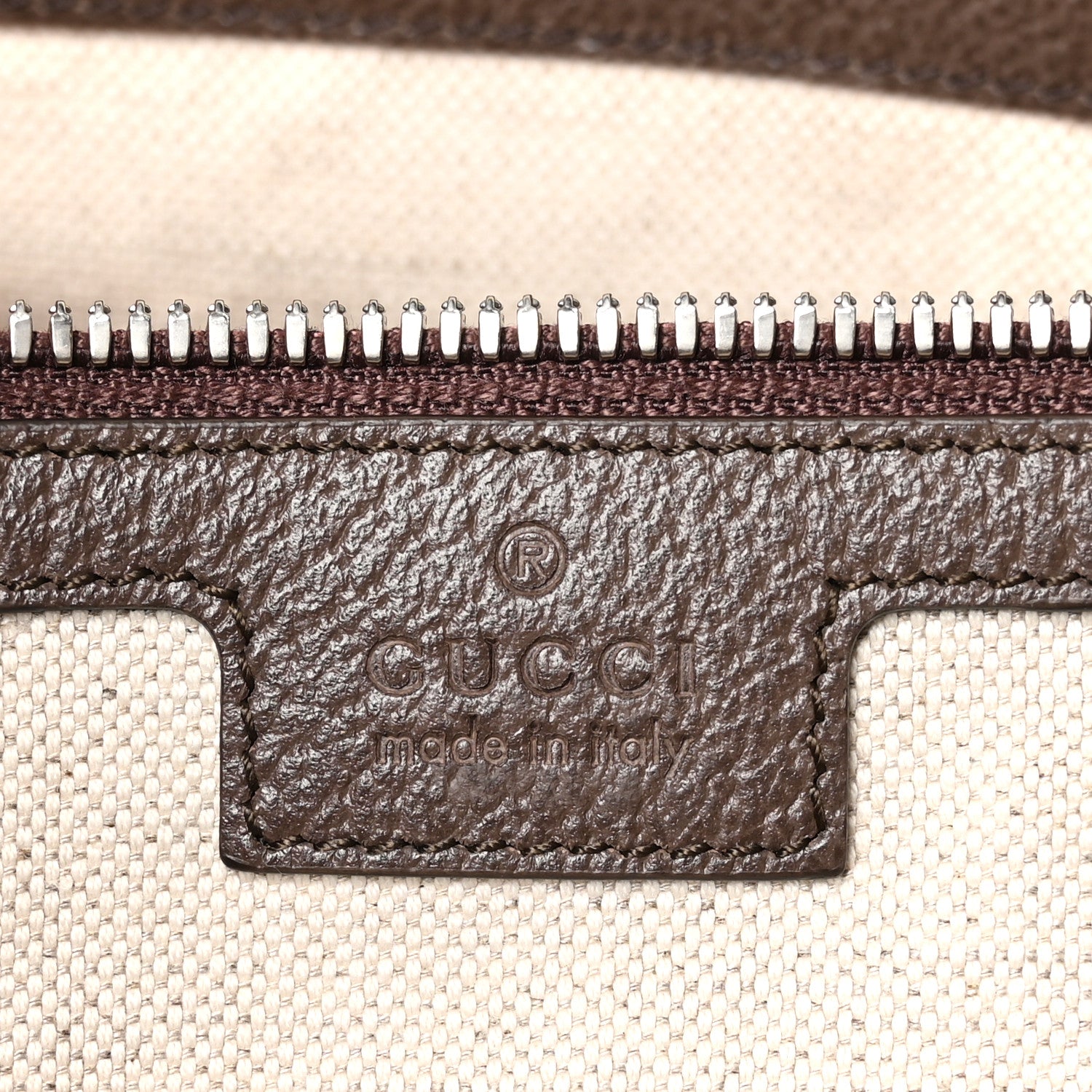 Gucci Canvas Logo Embossed Ophidia Tote Beige 6 of 10