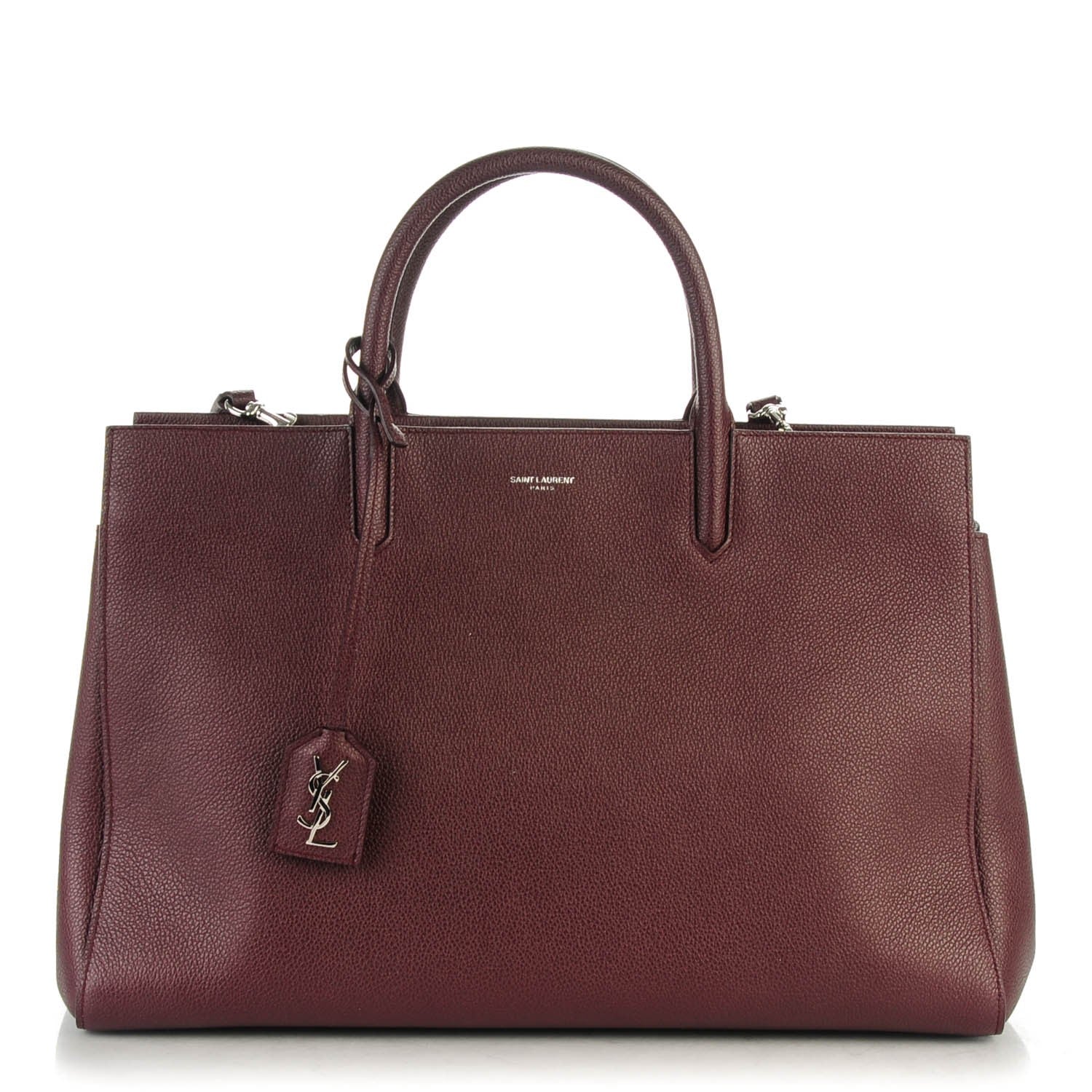 Saint Laurent Grained Calfskin Medium Cabas Rive Gauche Bordeaux 1 of 7